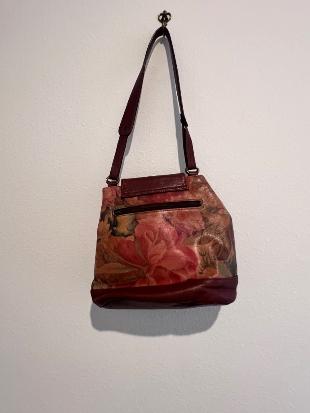 Vintage Cuero Vaca Argentina Floral Leather Shoulder Bag - Picture 2 of 14
